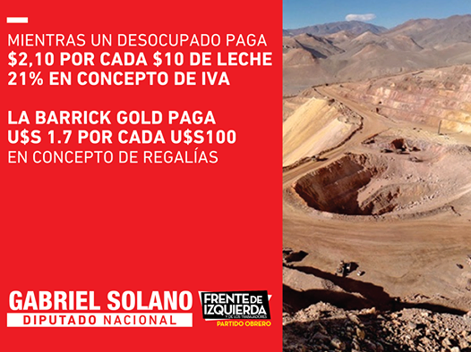 Solano: «La Barrick Gold paga US$ 1,7 por cada US$ 100 en concepto de regalías»