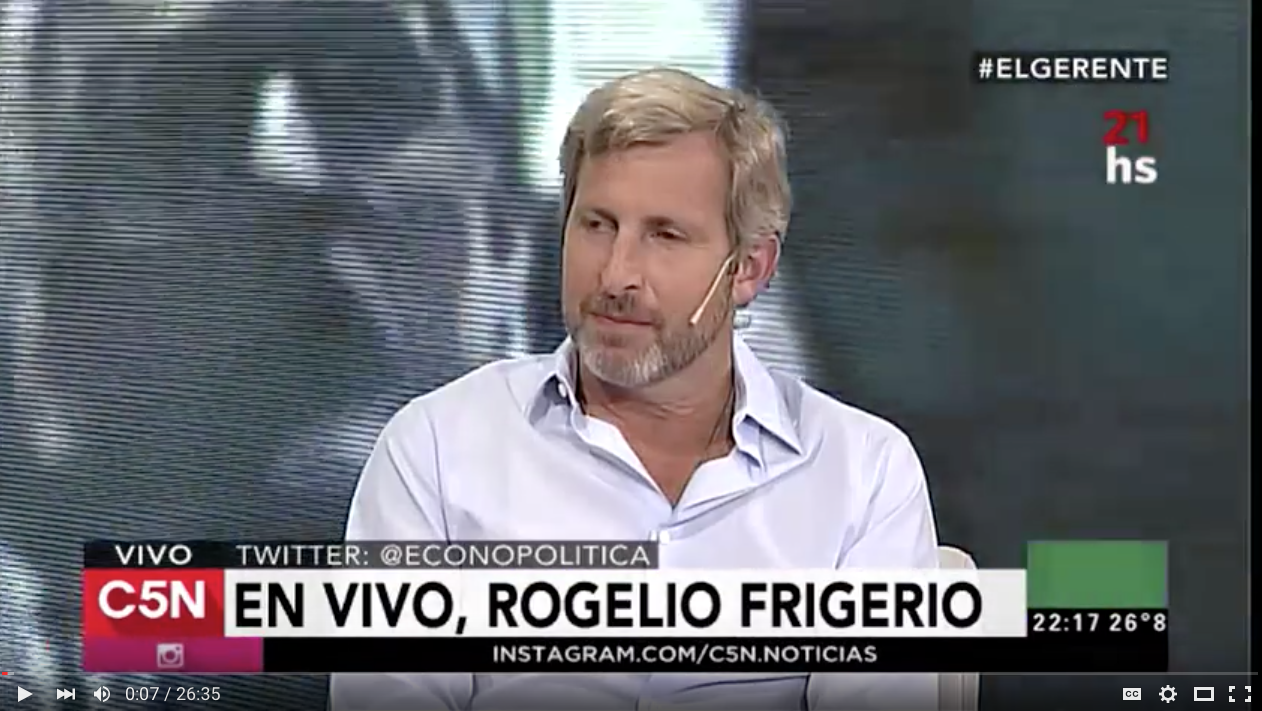 «Frigerio argumenta que todos los problemas del país, se deben exclusivamente a la así denominada «herencia» del gobierno anterior».