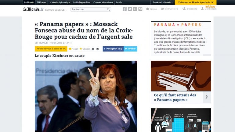 Le Monde: «CFK vinculada con Panamá Papers».