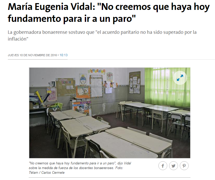 Vidal: «El acuerdo paritario [con el gremio docente] no ha sido superado por la inflación»