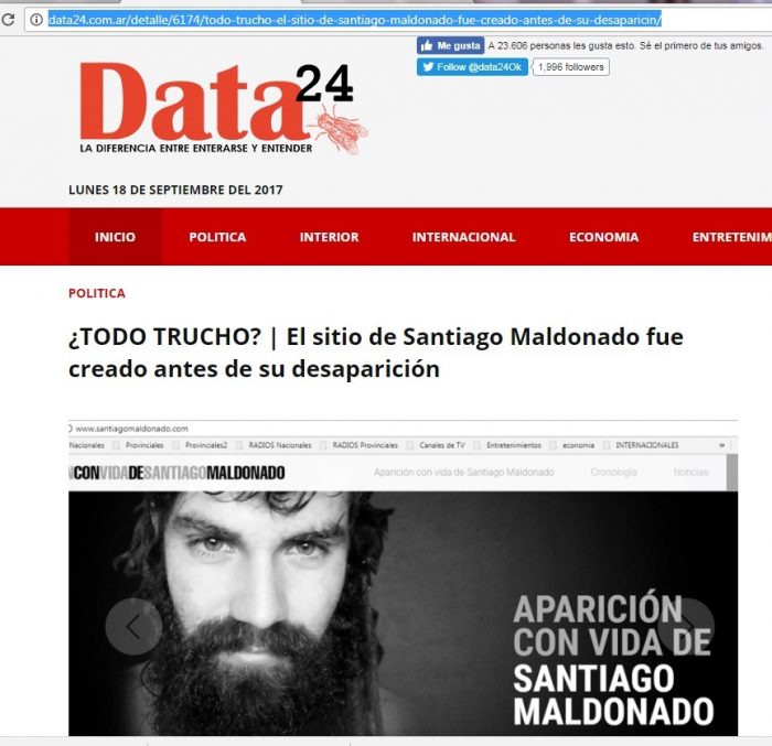 Prensa Digital: «El sitio de Santiago Maldonado fue creado antes de su desaparición»