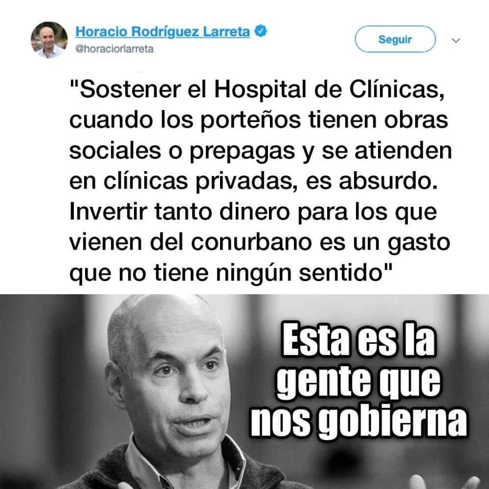 Es falso el tuit de Horacio Rodríguez Larreta sobre el Hospital de Clínicas