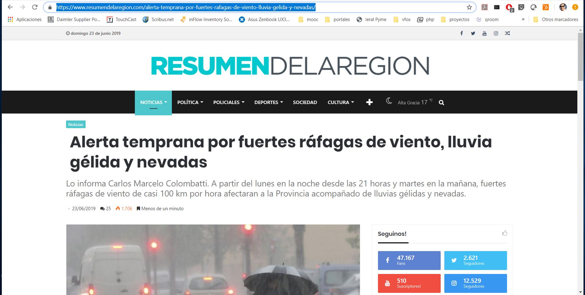 Es falso que se espera una tormenta invernal esta noche, aunque se pronostican vientos fuertes normales para la época