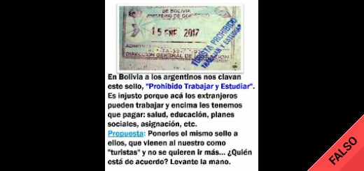 Es falso que en Bolivia sellan los pasaportes argentinos con una leyenda que dice “turista prohibido trabajar y estudiar”