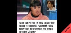 Es falsa la imagen de una supuesta hija de CFK no reconocida “por tener retraso mental”: es una docente cordobesa