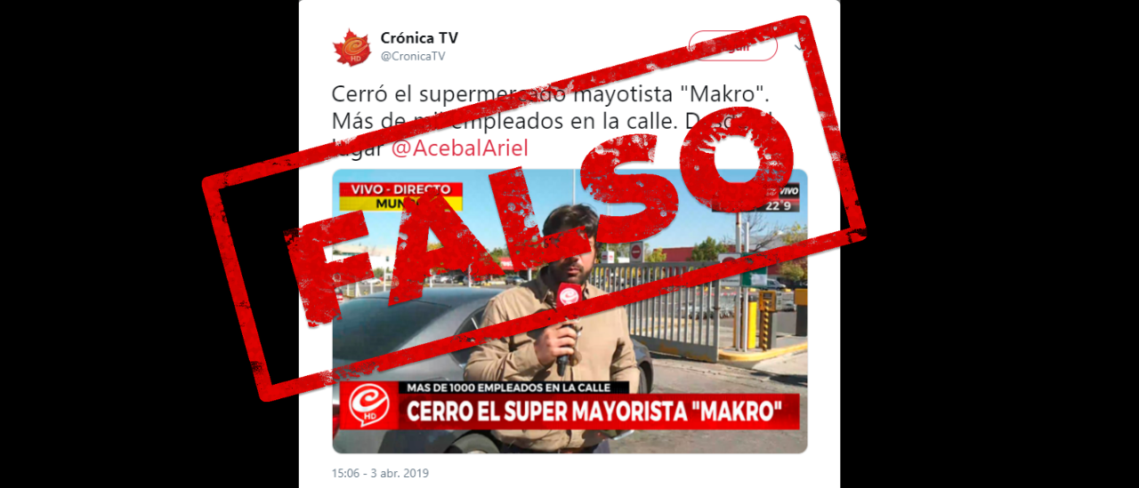 Crónica TV: “Cerró el super mayorista Makro. Más de 1000 empleados en la calle”