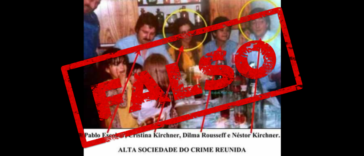 No, en esta foto no están Néstor Kirchner, Cristina Fernández, Dilma Rousseff y Pablo Escobar