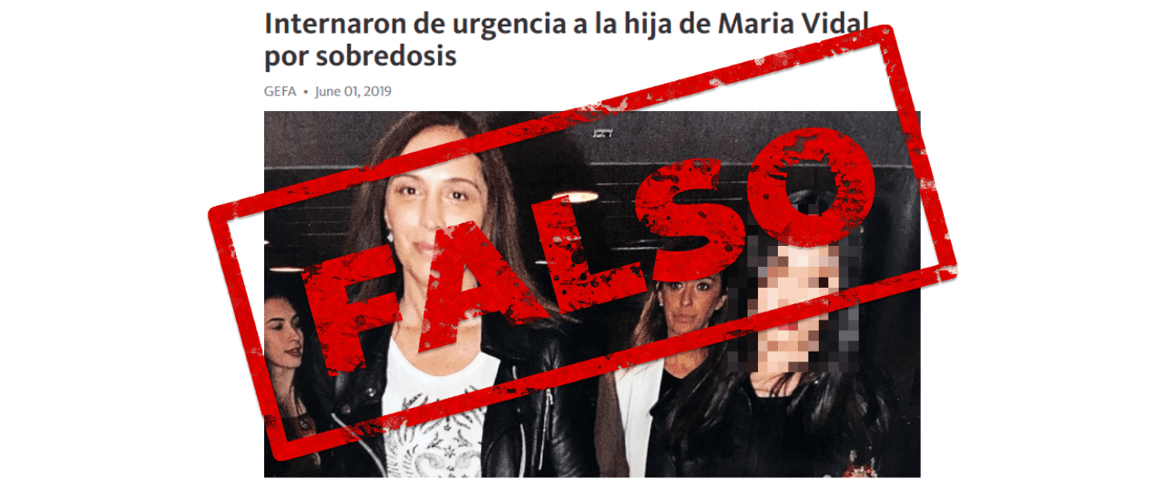 No, la hija de Vidal no fue internada de urgencia por sobredosis