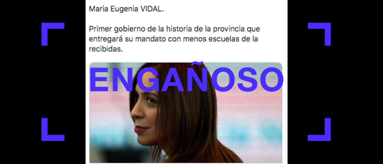 Es engañoso el posteo viral acerca de que Vidal terminará con menos escuelas que las que recibió