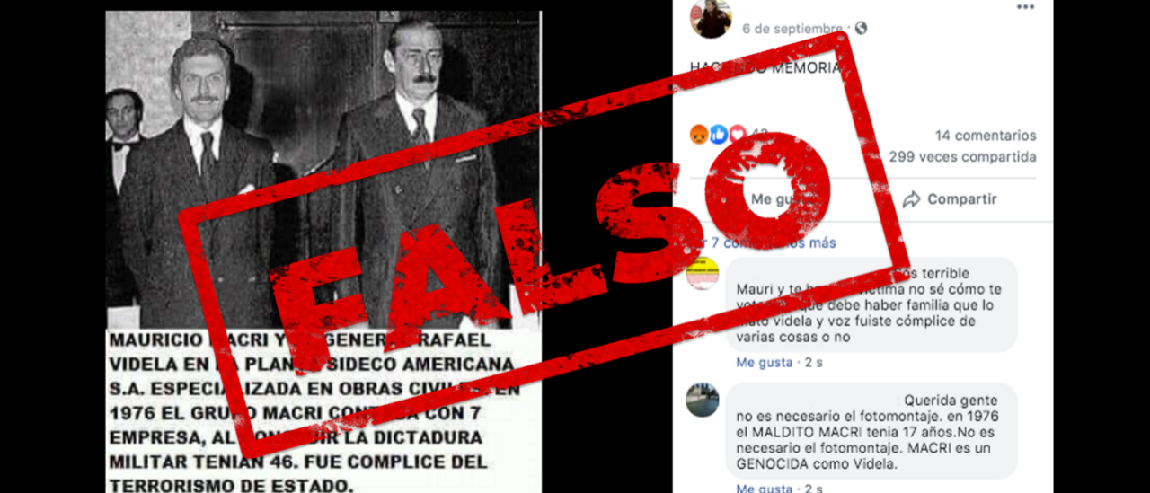 Es falsa la foto en la que Mauricio Macri está con Jorge Videla