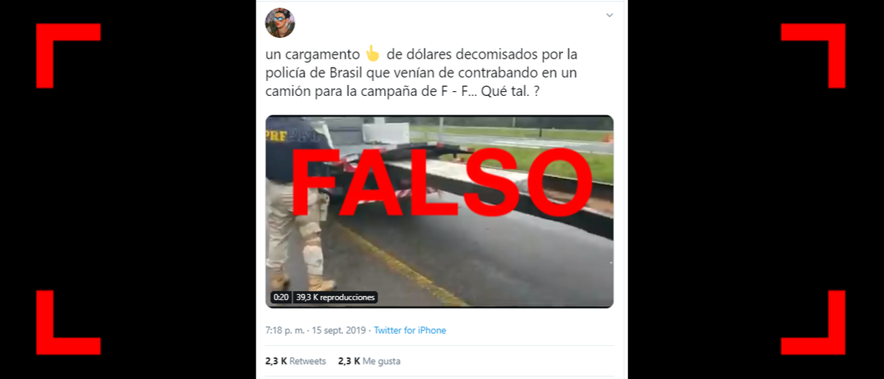 Es falso que en Brasil decomisaron un camión con dólares para la campaña de Fernández-Fernández