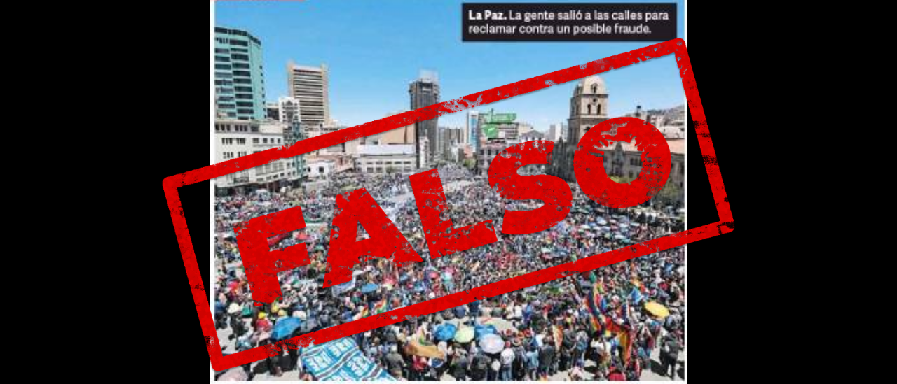 La foto sobre la manifestación en Bolivia de la tapa de Clarín era a favor de Evo Morales, no en contra de “un posible fraude”, como dijo el diario