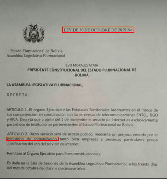 Es falso que en Bolivia se promulgó una ley que limita “la libertad de acceso a Internet”