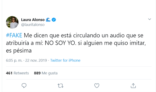Es falso que en un audio Laura Alonso dijo que va a presentar un pedido de juicio político contra CFK