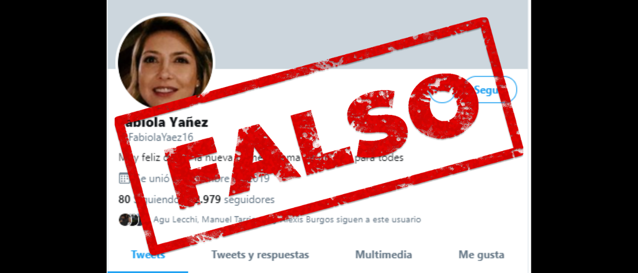 Es falsa la cuenta de Twitter de Fabiola Yañez que se hizo viral