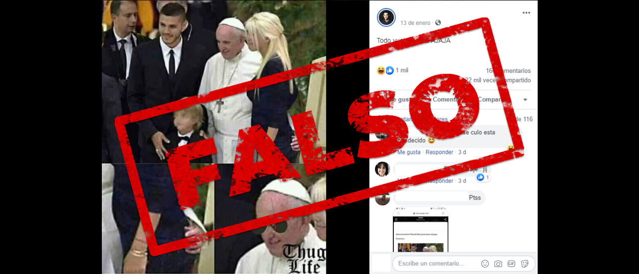 Es una sátira la imagen donde el Papa Francisco le toca la cola a Wanda Nara