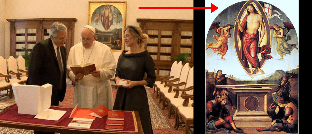 No, el Papa no tiene un cuadro de Perón y Evita en la foto con Fernández