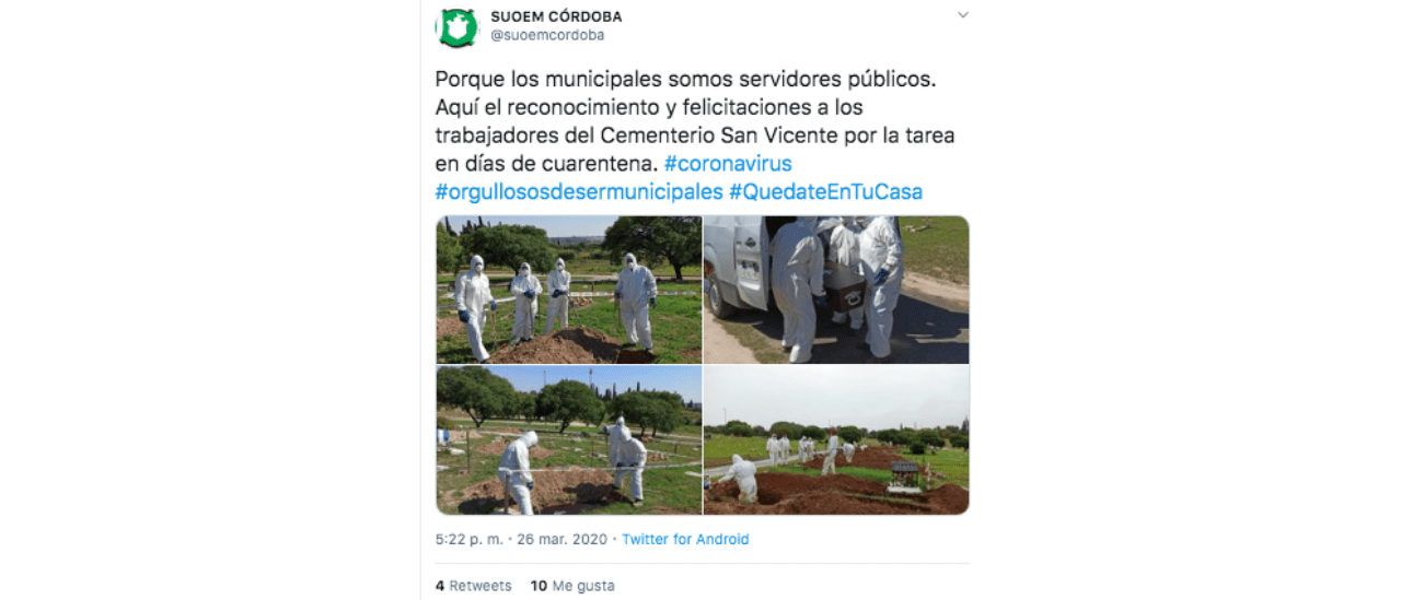 Sí, cavan cientos de fosas en un cementerio de Córdoba como medida de prevención frente al coronavirus