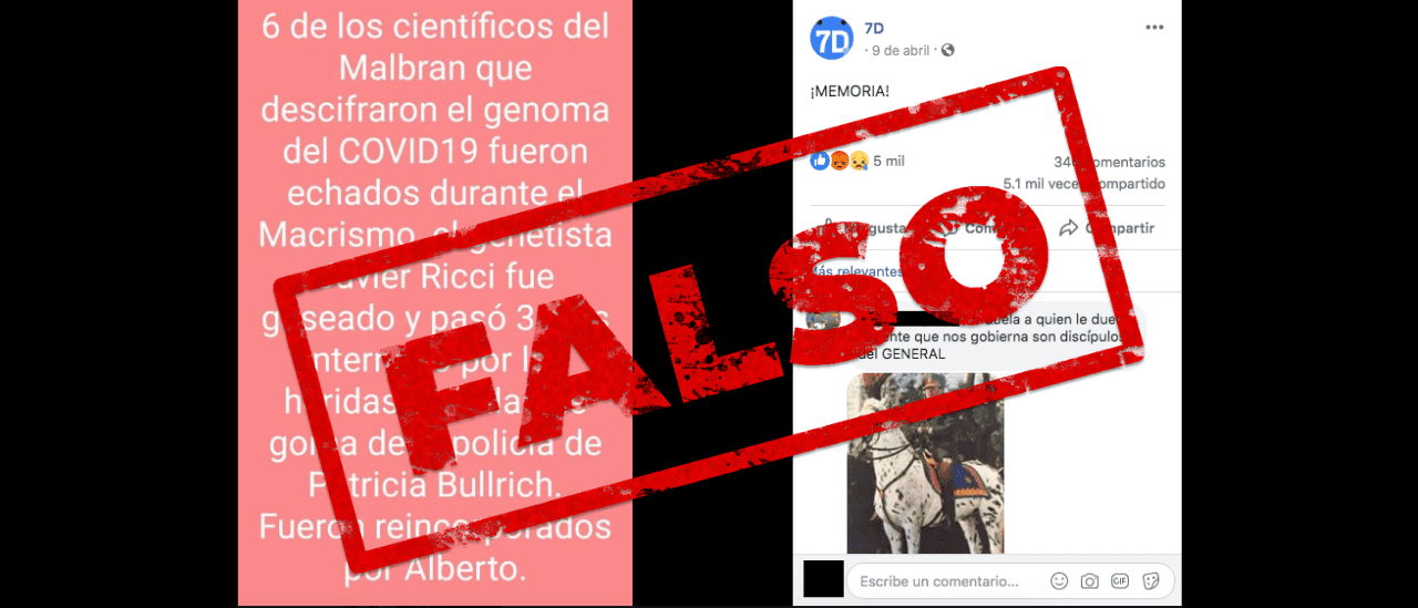 Es falso que científicos que descubrieron el genoma del coronavirus fueron echados del Malbrán durante el macrismo