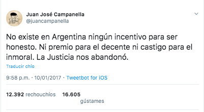 Sí, Campanella dijo que en la Argentina no existe ningún incentivo para ser honesto