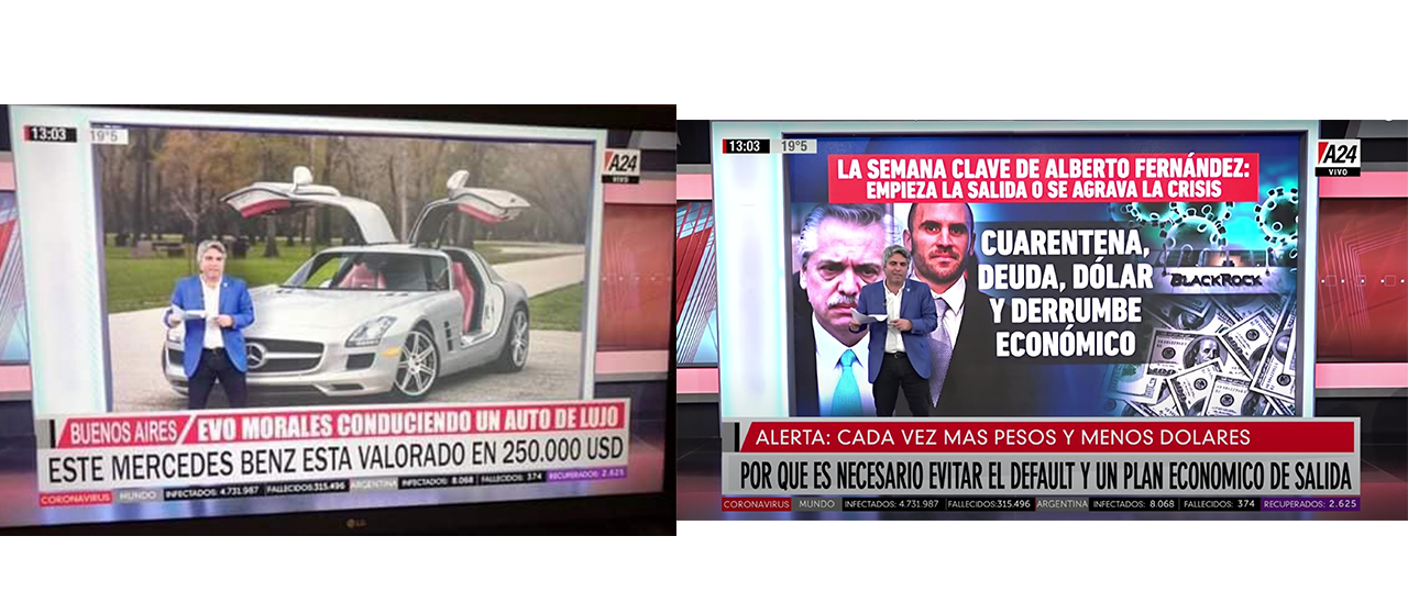 Es falso que A24 presentó una noticia de Evo Morales en un auto de alta gama en Buenos Aires