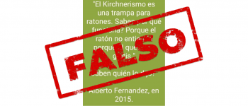 Es falso que Alberto Fernández dijo en 2015 que “el kirchnerismo es una trampa para ratones”