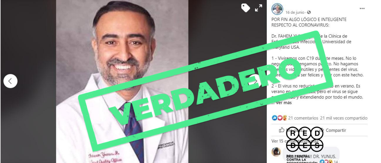 Es verdadera la cadena que enumera recomendaciones sobre el coronavirus del médico Faheem Younus