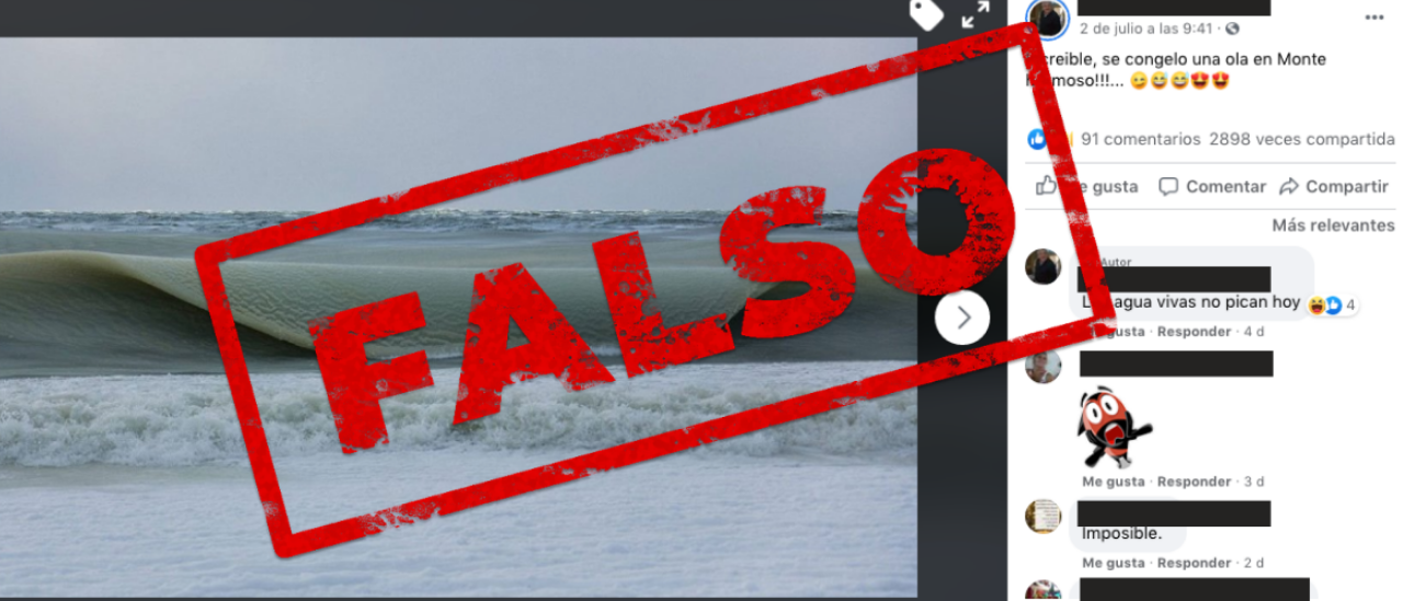 Es falso que en Monte Hermoso se congeló una ola, como se asegura en una imagen viral