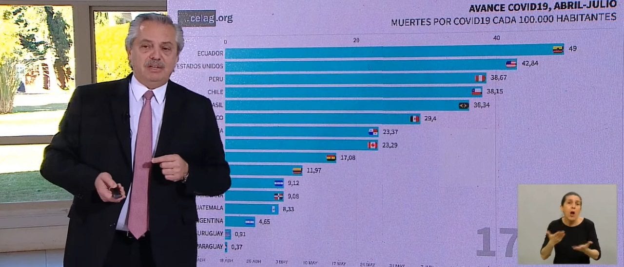 Coronavirus en la Argentina: un nuevo error en un gráfico que mostró Alberto Fernández