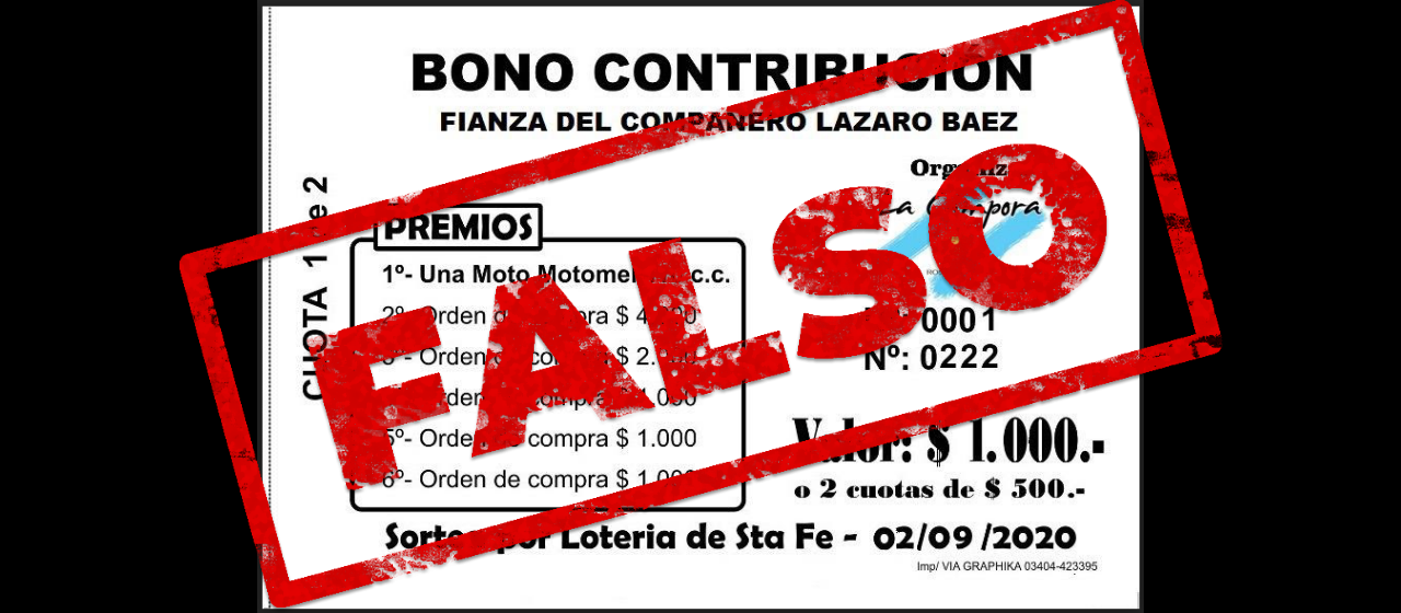 Es falso el bono contribución de La Cámpora para pagarle la fianza al empresario Lázaro Báez