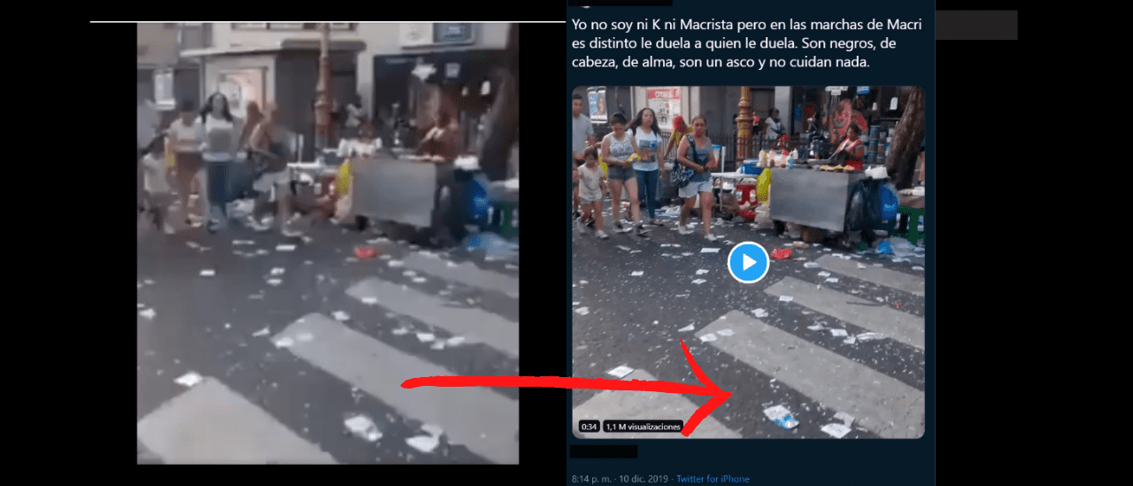 No, el video de la Ciudad de Buenos Aires llena de basura no es del 17 de octubre último, es de 2019 