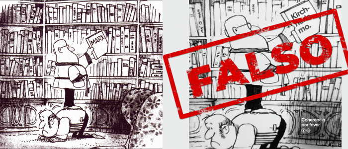 Es falso el dibujo adjudicado a “Quino” que hace referencia al kirchnerismo