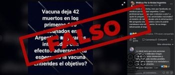 Es falso que hayan muerto 42 de los primeros 100 vacunados en la Argentina