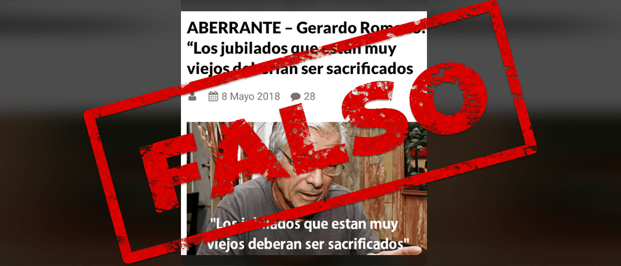 No, Gerardo Romano no dijo que “los jubilados que están muy viejos deberían ser sacrificados”