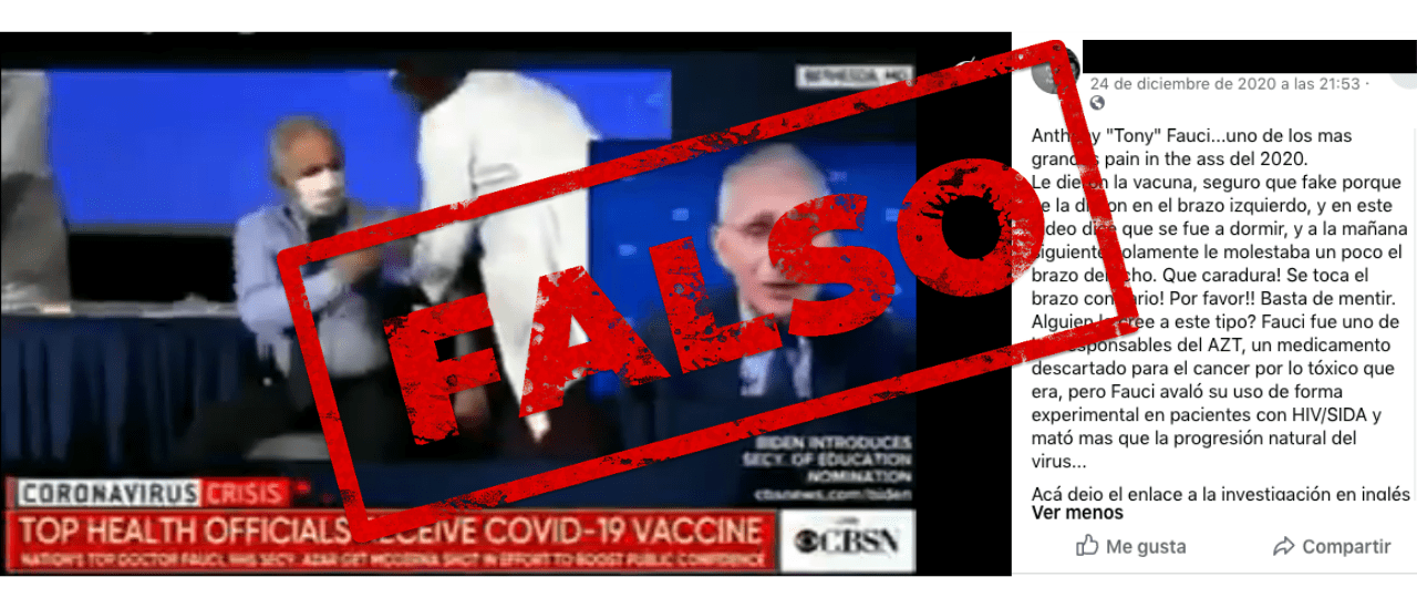 Es falso que Fauci, director del NIAID, no recibió la vacuna contra el coronavirus y fue una puesta en escena