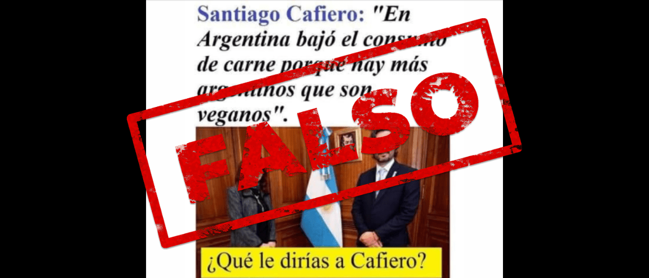 No, Cafiero no dijo que en la Argentina bajó el consumo de carne porque “hay más argentinos que son veganos”