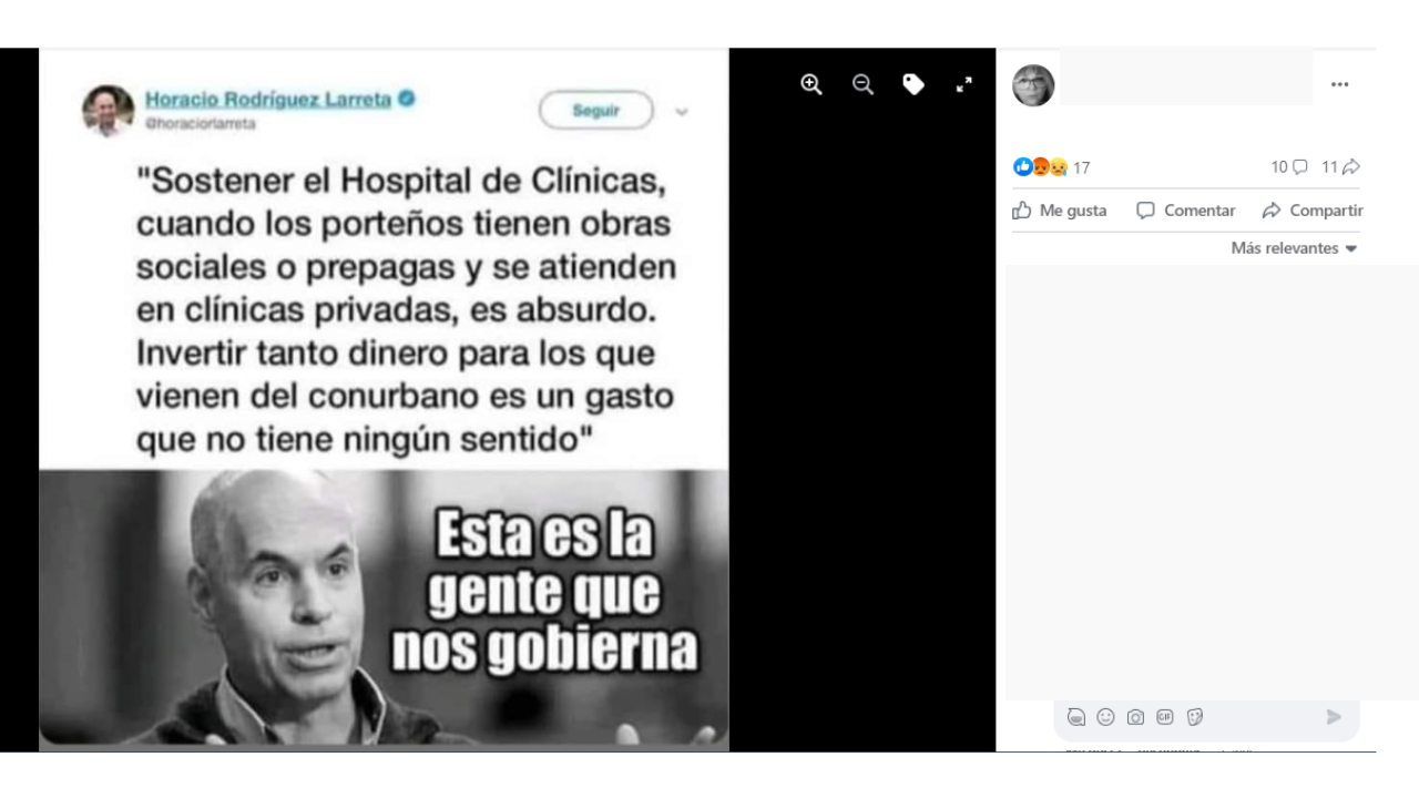 Es falso que Rodríguez Larreta publicó un tuit contra el Hospital de Clínicas