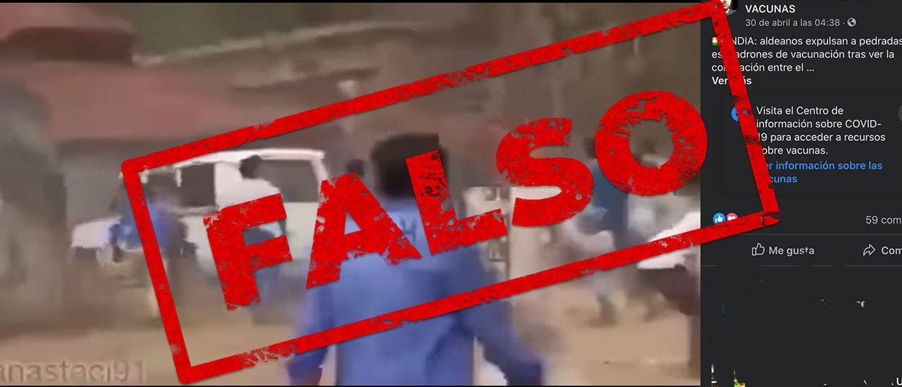No, este video no muestra a aldeanos de la India atacando a pedradas a equipos de vacunación