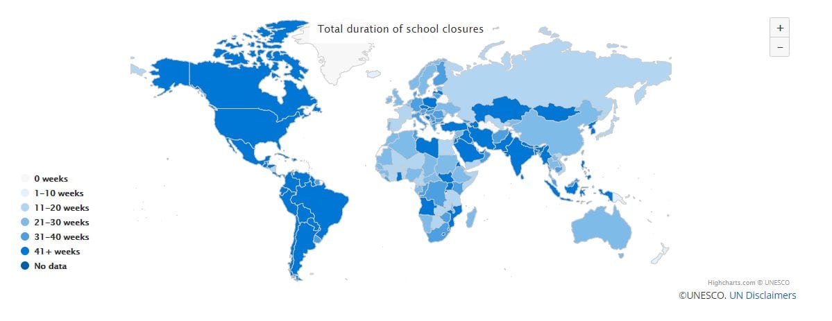 Rankings internacionales ubican a la Argentina entre los países que más tiempo tuvieron cerradas las escuelas desde el comienzo de la pandemia