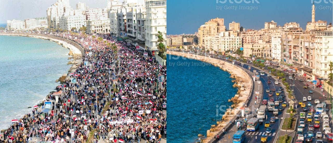 No, esta foto viral no es del Malecón de Cuba, es de las protestas en Egipto en 2011