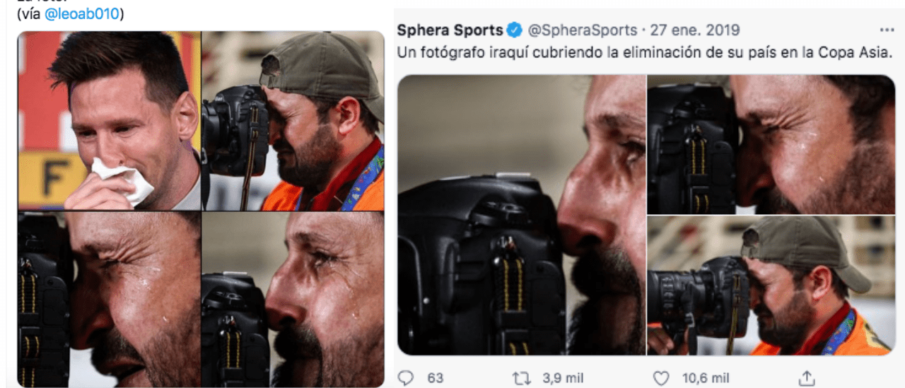 Es falso que este fotógrafo se puso a llorar durante la despedida de Messi del Barcelona