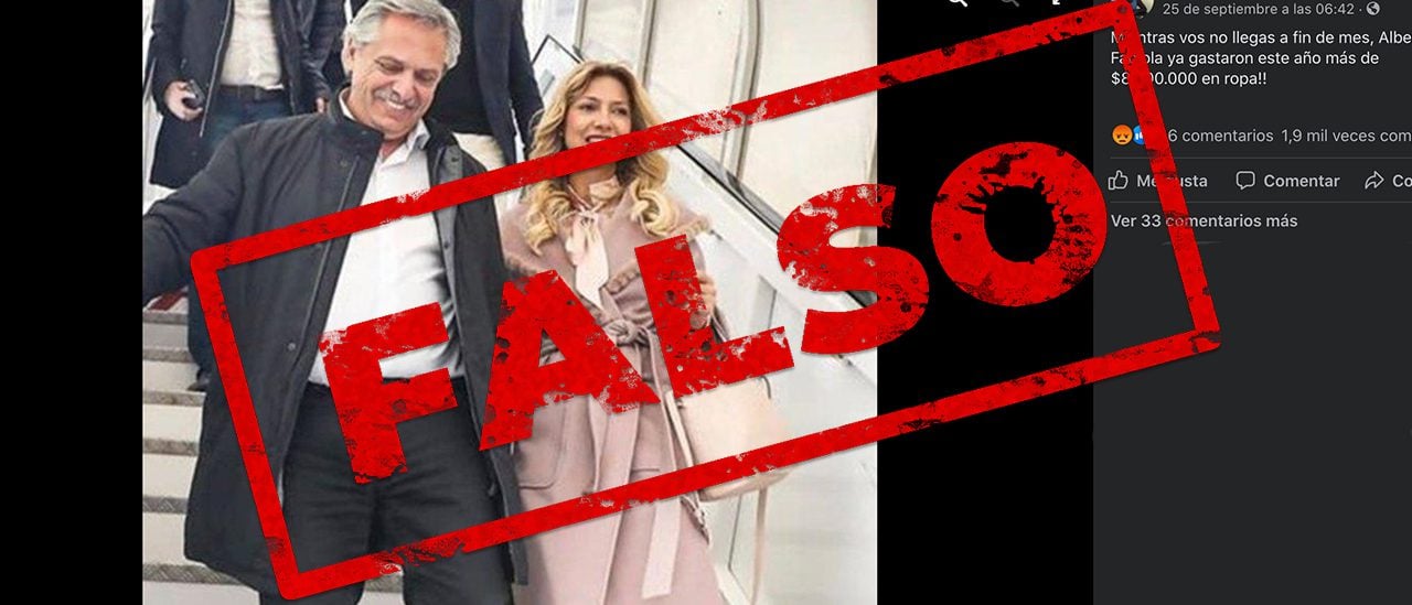Es falso que Alberto Fernández y Fabiola Yáñez gastaron $ 8 millones en vestimenta propia este año
