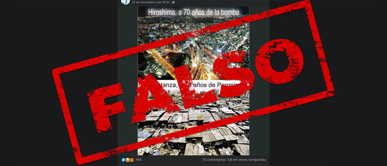 Es falsa la comparación de la ciudad de Hiroshima “a 70 años de la bomba” con el partido de La Matanza tras “70 años de peronismo”