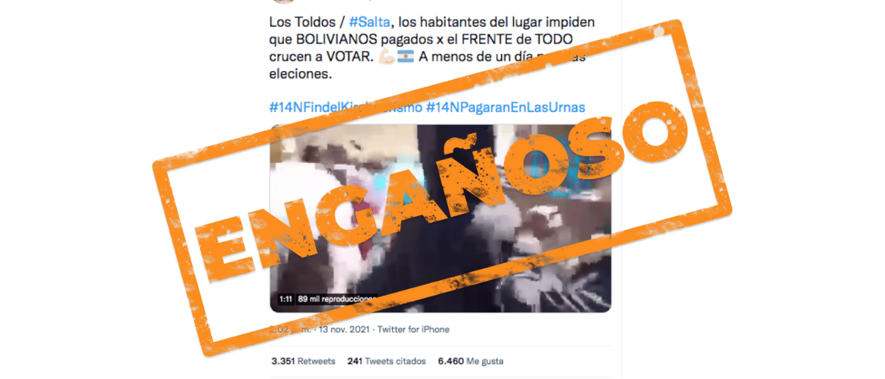 Es engañoso el video que señala que salteños impidieron “que bolivianos pagados por el Frente de Todos crucen a votar”