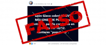 Es falso que León Gieco cobró $ 9 millones por cantar en el “Festival de la Democracia”