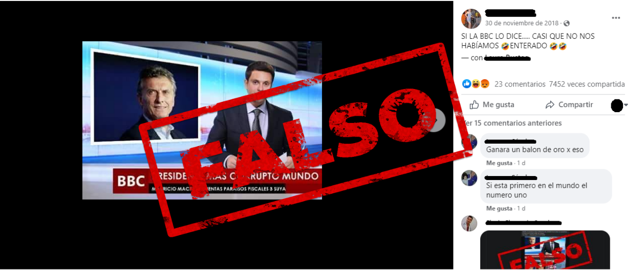 Es falso que la BBC señaló a Macri como el presidente más corrupto del mundo