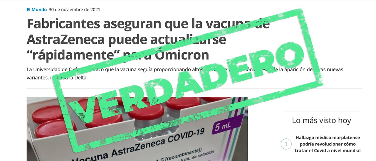 Ómicron: es verdadero que los creadores de la vacuna de AstraZeneca dijeron que puede actualizarse “rápidamente si fuera necesario”