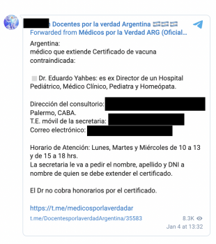 Imputan a un médico por expedir certificados falsos que contraindican la vacuna contra el coronavirus: los documentos se ofrecían por canales de Telegram