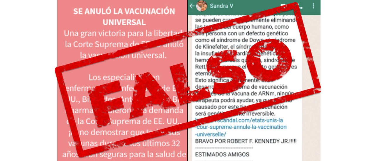 Es falso que la Suprema Corte de Estados Unidos “anuló la vacunación universal”