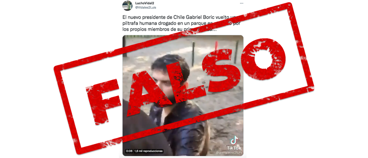 No, el video no muestra a Gabriel Boric drogándose en un parque, sino la agresión que sufrió en 2019